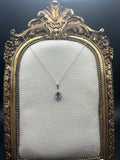 18K Sapphire and Diamond Halo Pendant