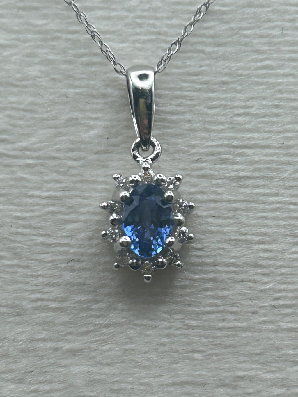 18K Sapphire and Diamond Halo Pendant
