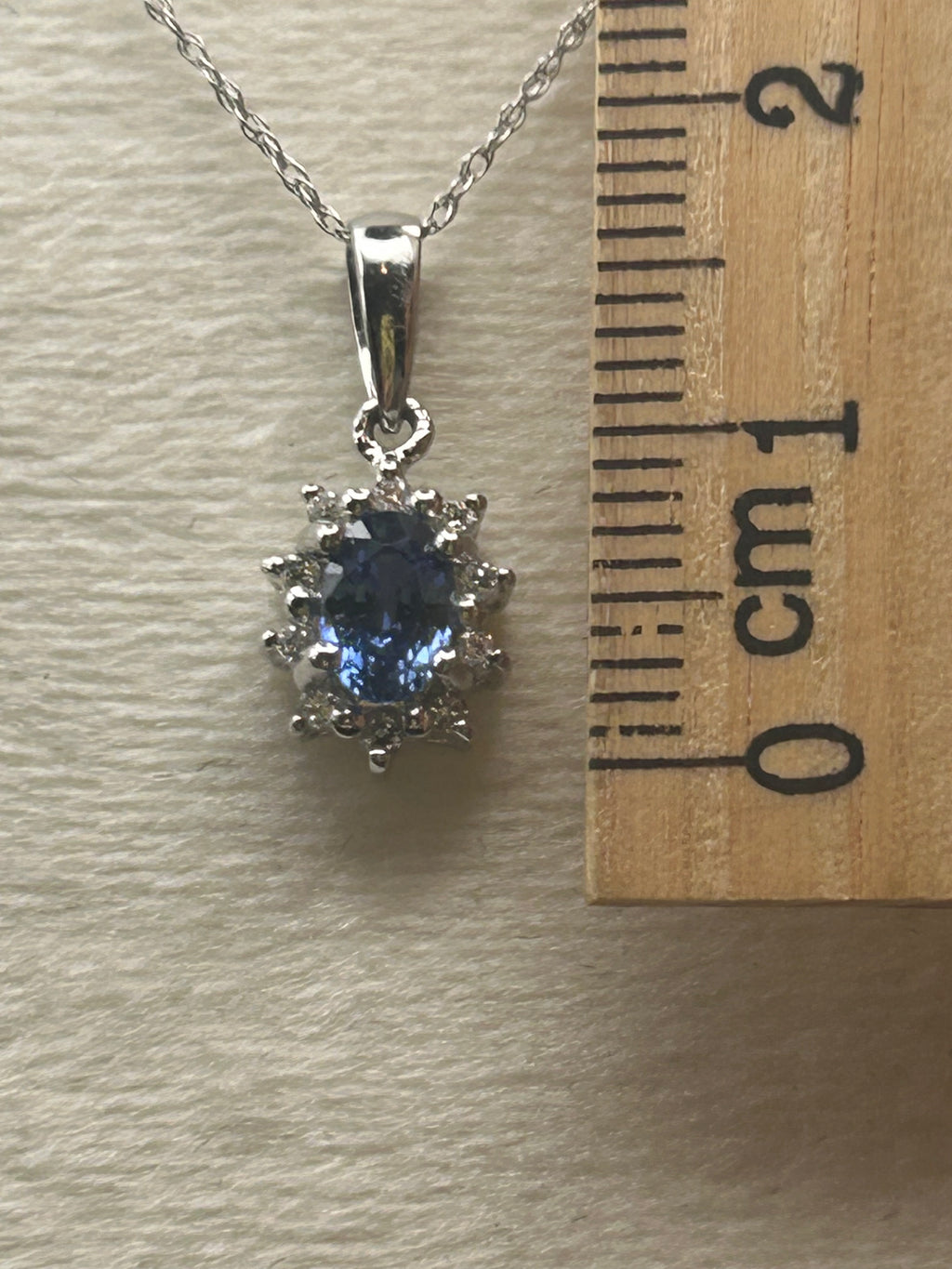 18K Sapphire and Diamond Halo Pendant