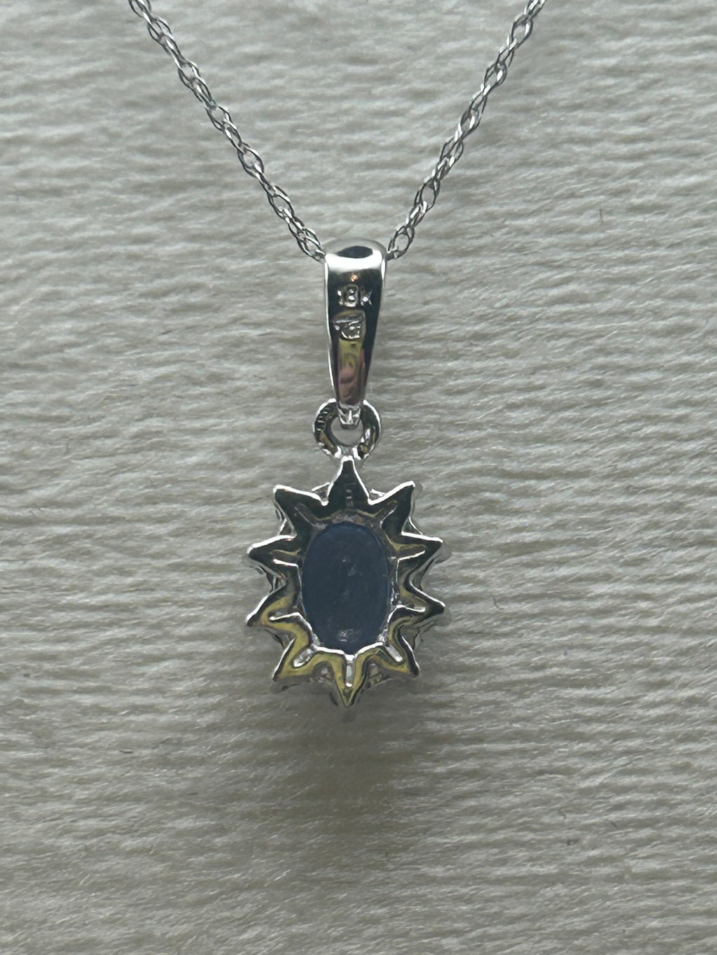 18K Sapphire and Diamond Halo Pendant