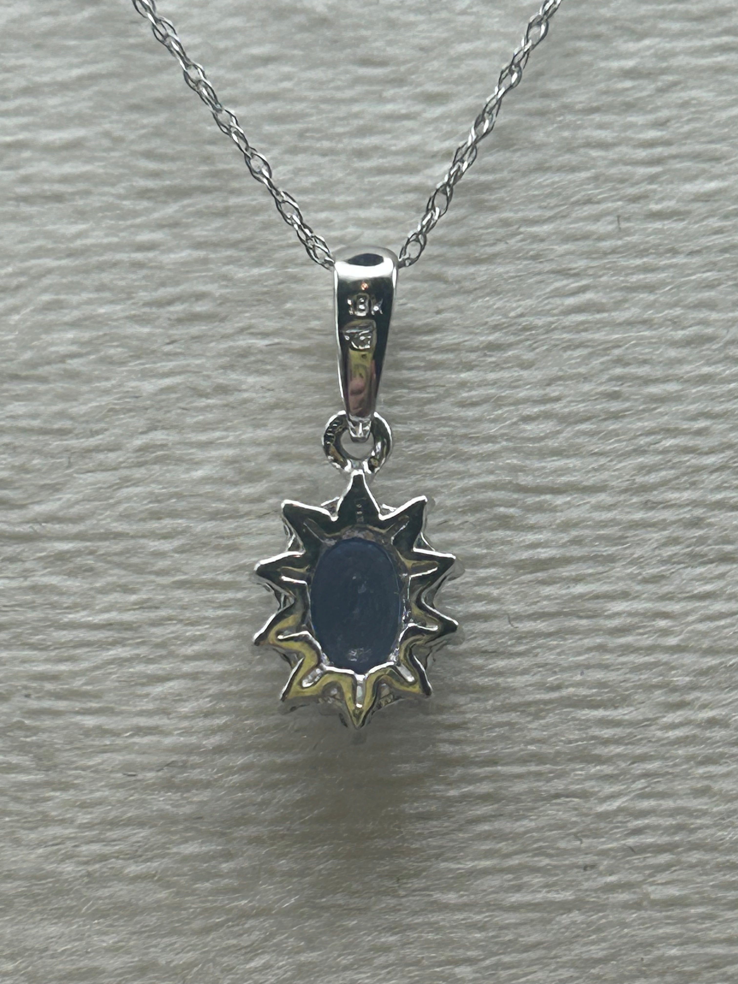 18K Sapphire and Diamond Halo Pendant