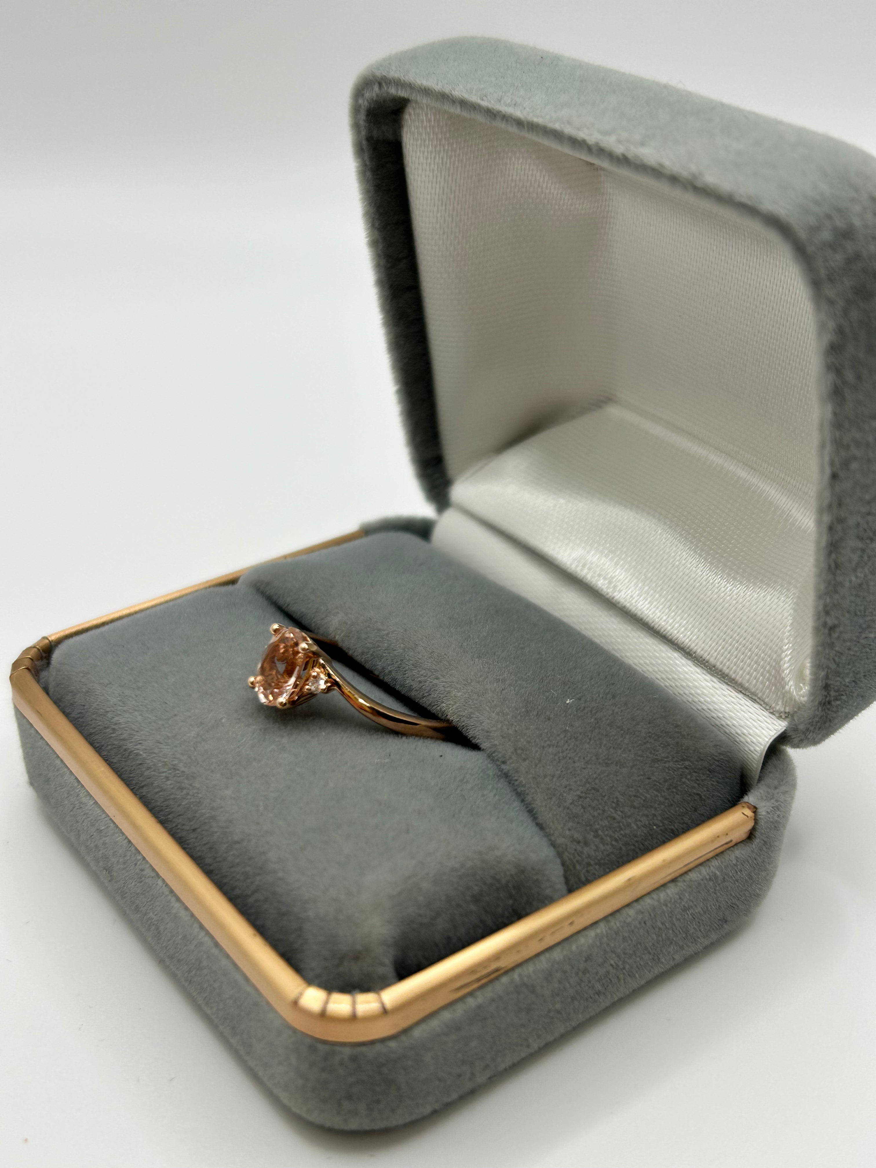 14K Rose Gold Morganite and Diamond Ring, size 6