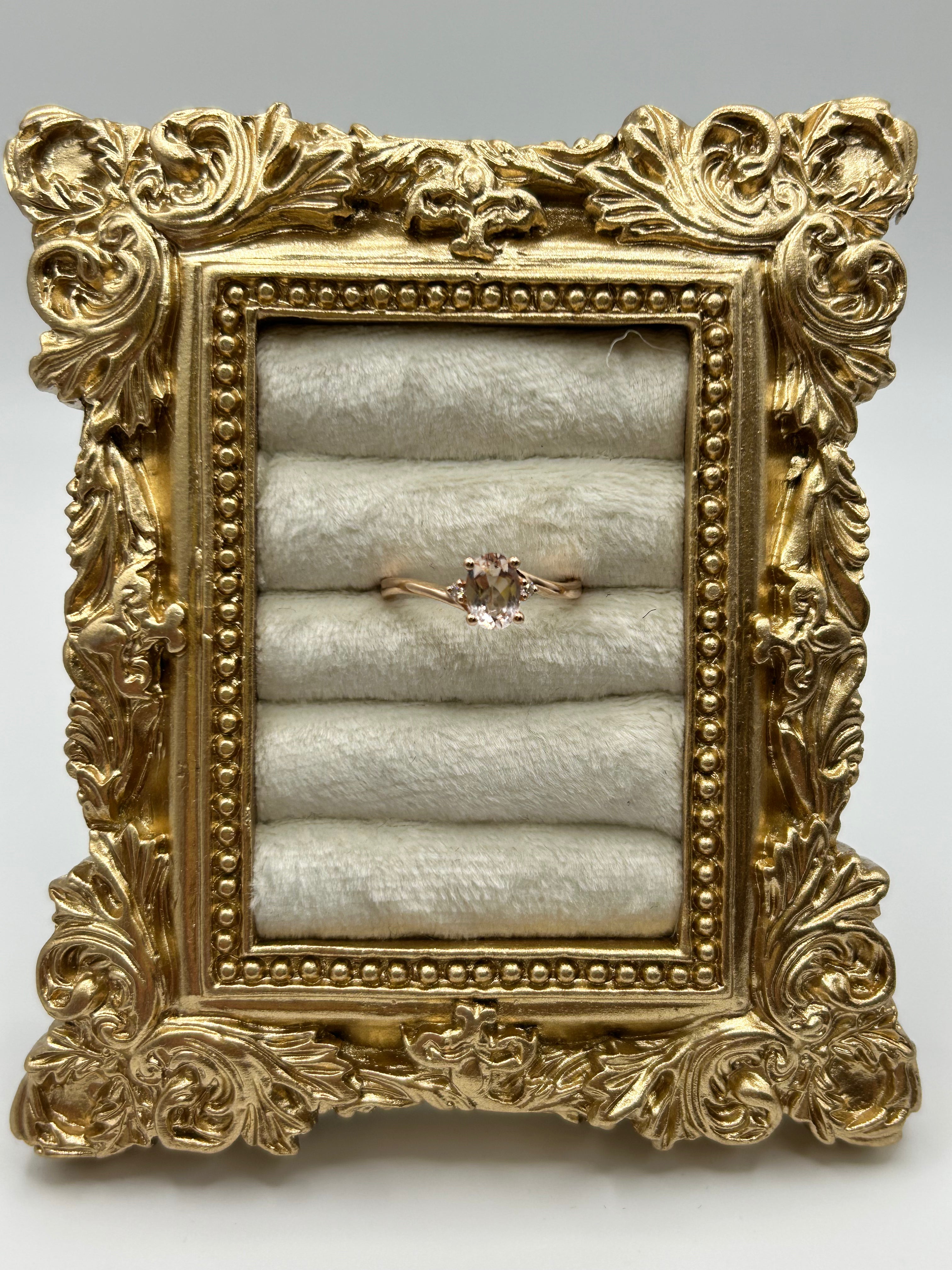 14K Rose Gold Morganite and Diamond Ring, size 6