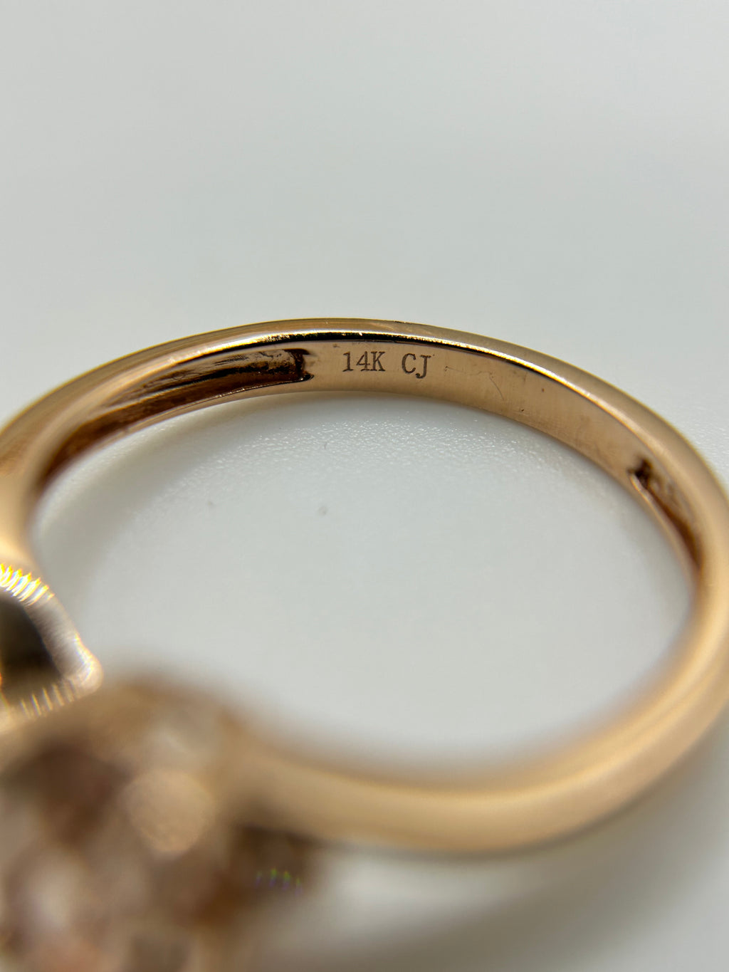 14K Rose Gold Morganite and Diamond Ring, size 6